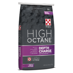 Purina High Octane Depth Charge Supplement Purina High Octane Depth Charge Supplement. 50-lb bag purple feed bag.
