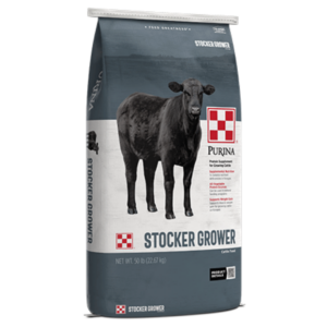 bag of Purina 4-Square Stocker/Grower Cattle Feed
