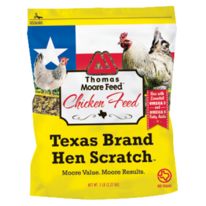 Moore Texas Brand Hen Scratch. Yellow 5-lb pouch bag.