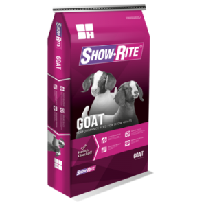 Show Rite Advancer Plus R20. 50-lb hot pink feed bag. Feed for show goats.