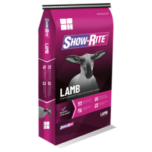 Show Rite Newco Lamb Feed D22.7. 50-lb hot pink feed bag.